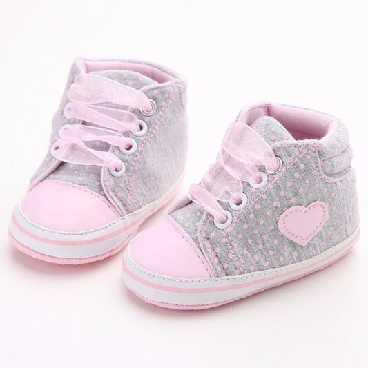 Toddler Girl Shoes Pink Heart Shape Lacing Up Baby